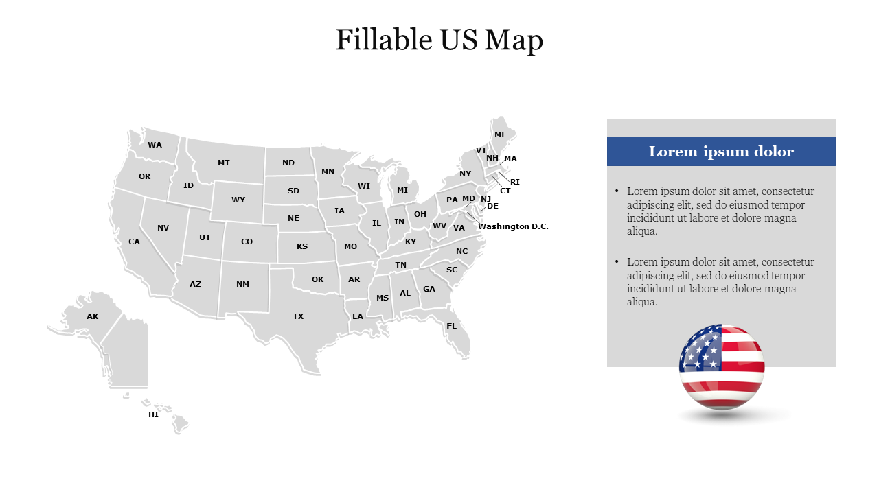 Free - Fillable US Map PPT Template and Google Slides